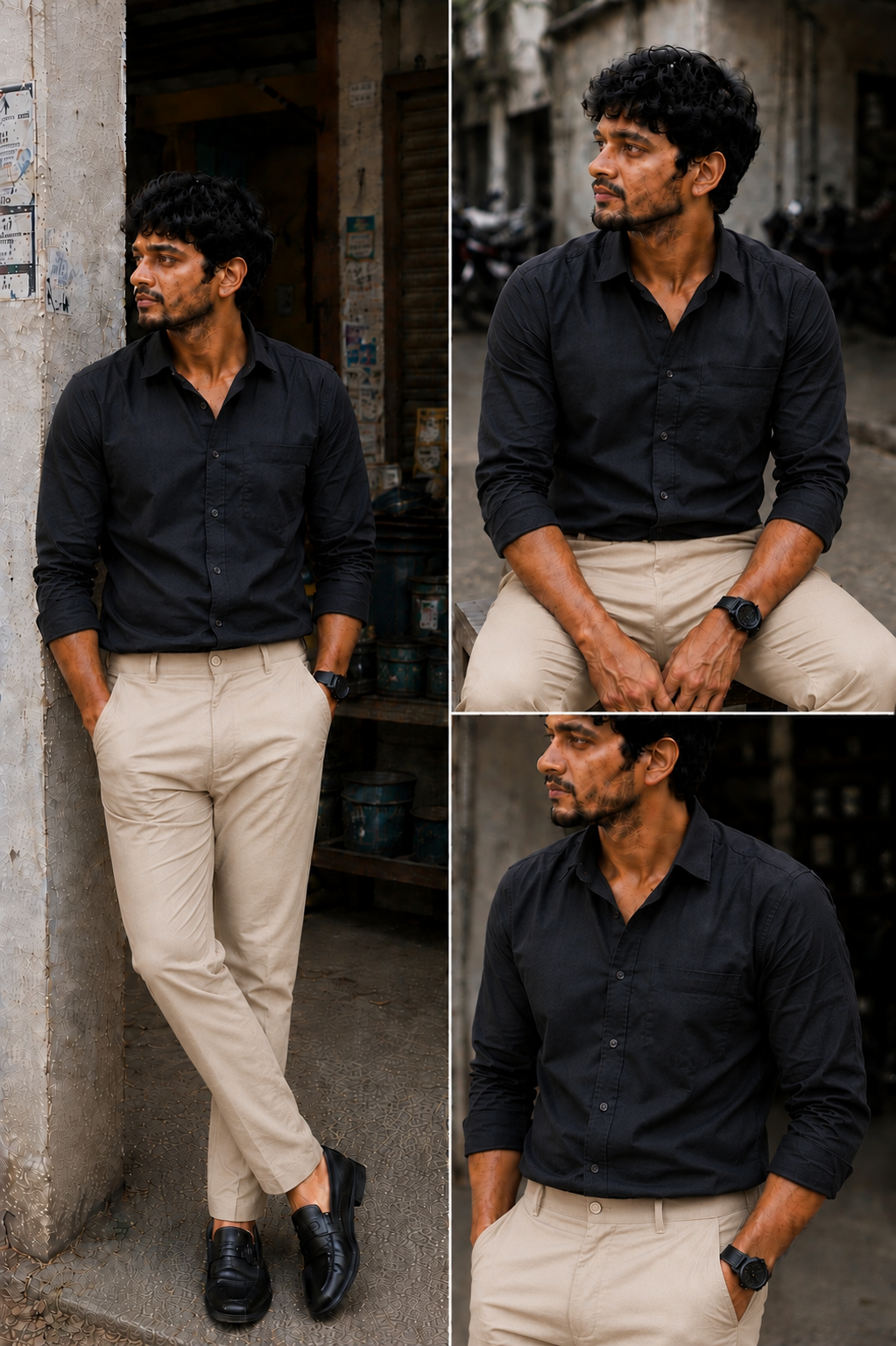 Black Shirt & Lite Sandal Pant Combo