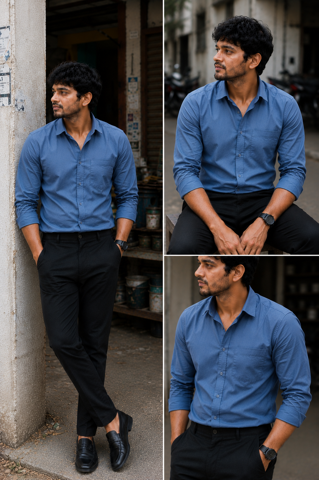 Royal Blue Shirt & Black Pant Combo