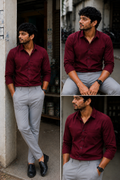 Red Shirt & Lite Grey Pant Combo