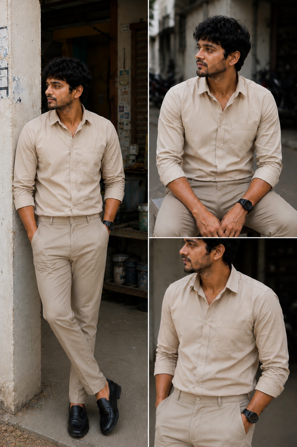 Biscuit Colour Shirt & Sandal Pant Combo