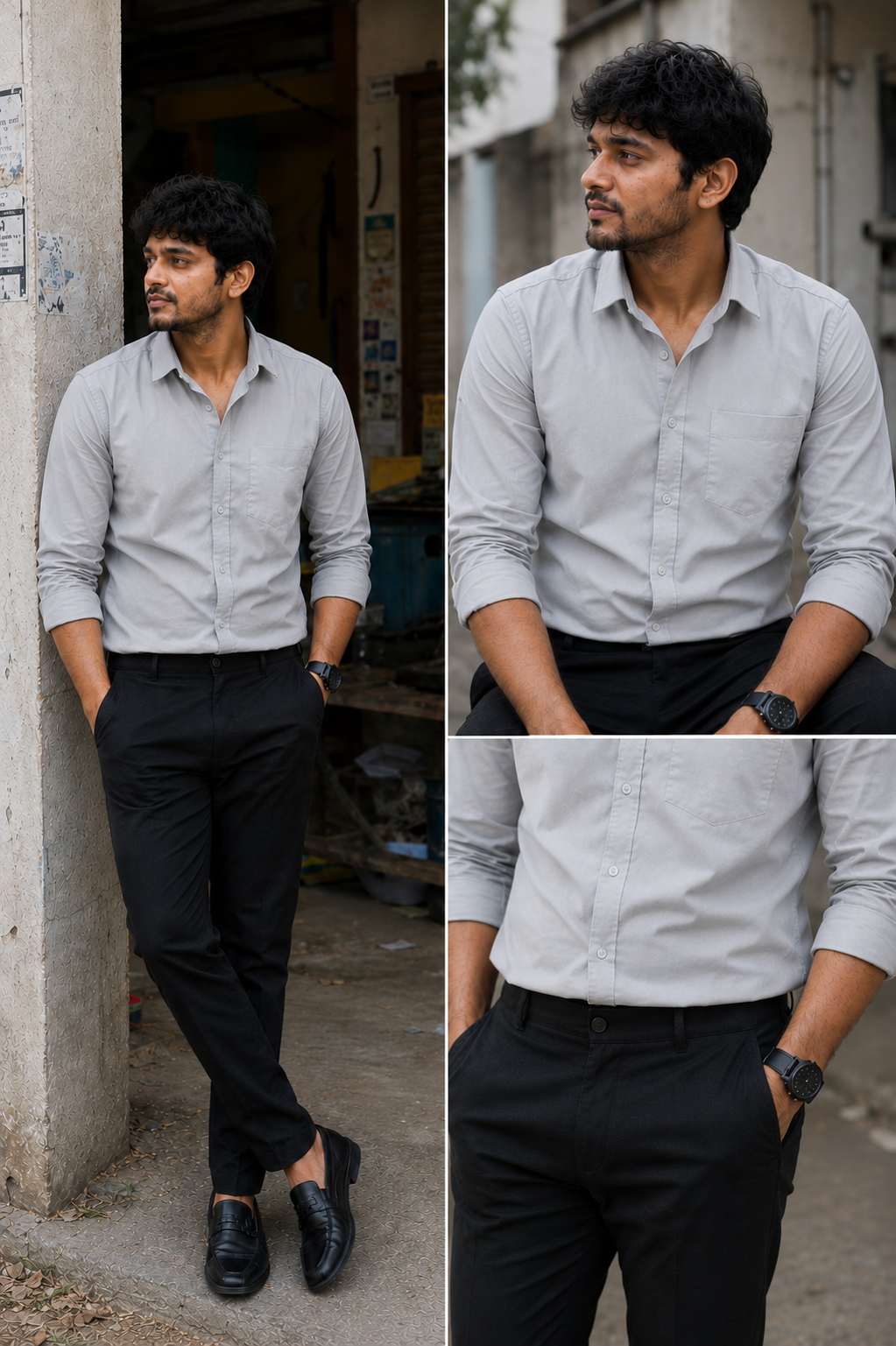 Lite Grey Shirt & Black Pant Combo