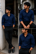 Navy Blue Shirt & Black Pant Combo