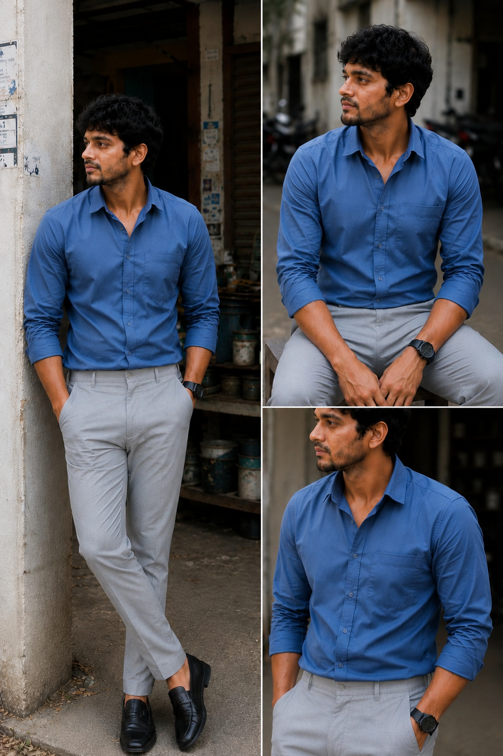 Royal Blue Shirt & Lite Grey Pant Combo
