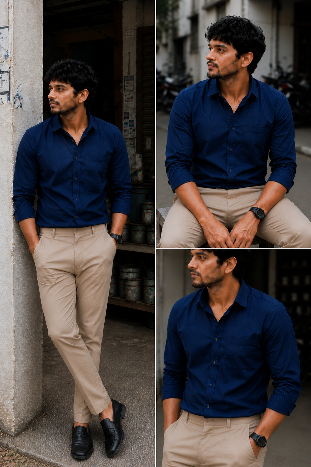 Navy Blue Shirt & Sandal Pant Combo