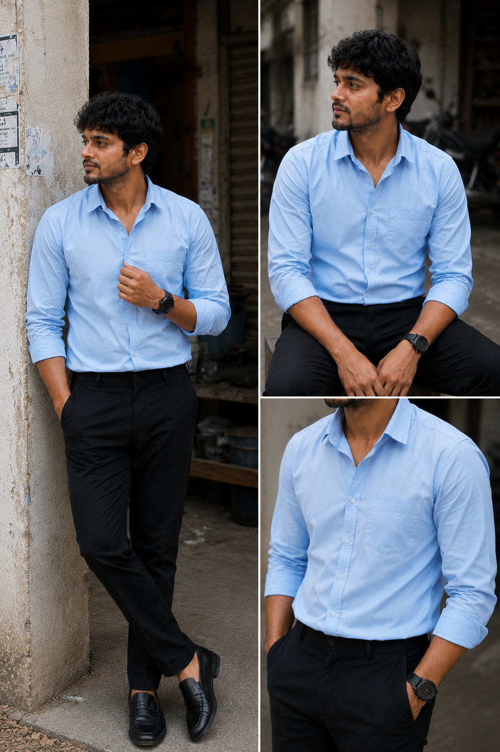 Sky Blue Shirt & Black Pant Combo