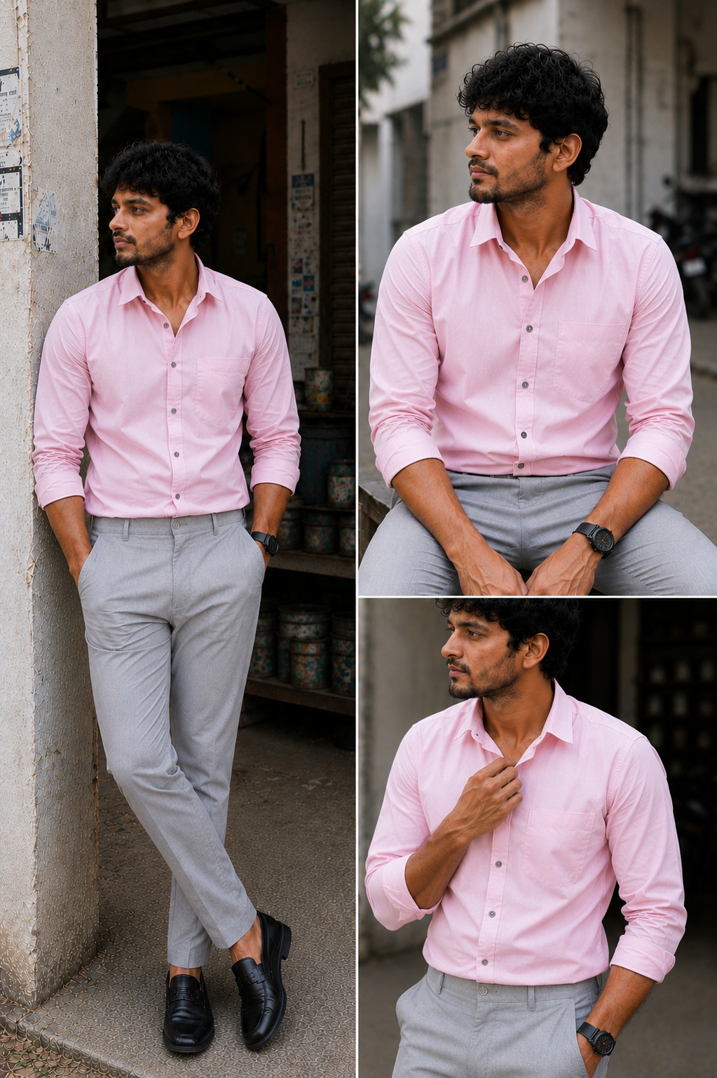 Rose Shirt & Lite Grey Pant Combo