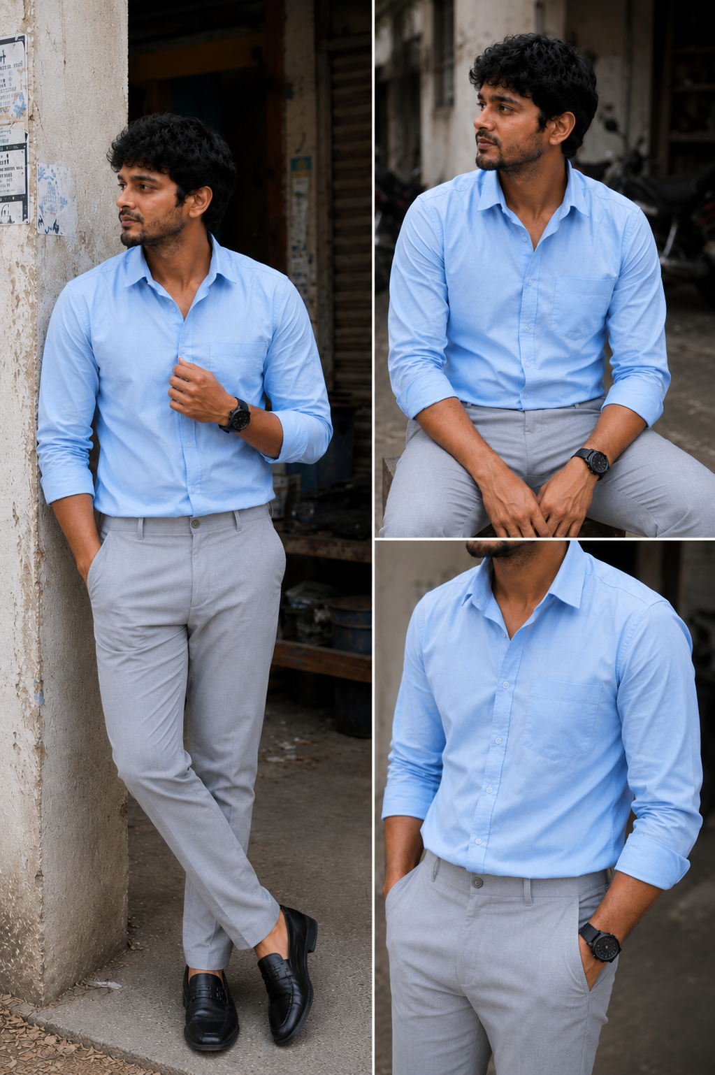 Sky Blue Shirt & Lite Grey Pant Combo