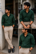Bottle Green Shirt & Sandal Pant Combo