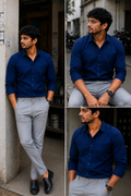 Navy Blue Shirt & Lite Grey Pant Combo